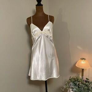 Vintage 90s Victoria’s Secret Satin Lace Slip Dress Lingerie in Ivory